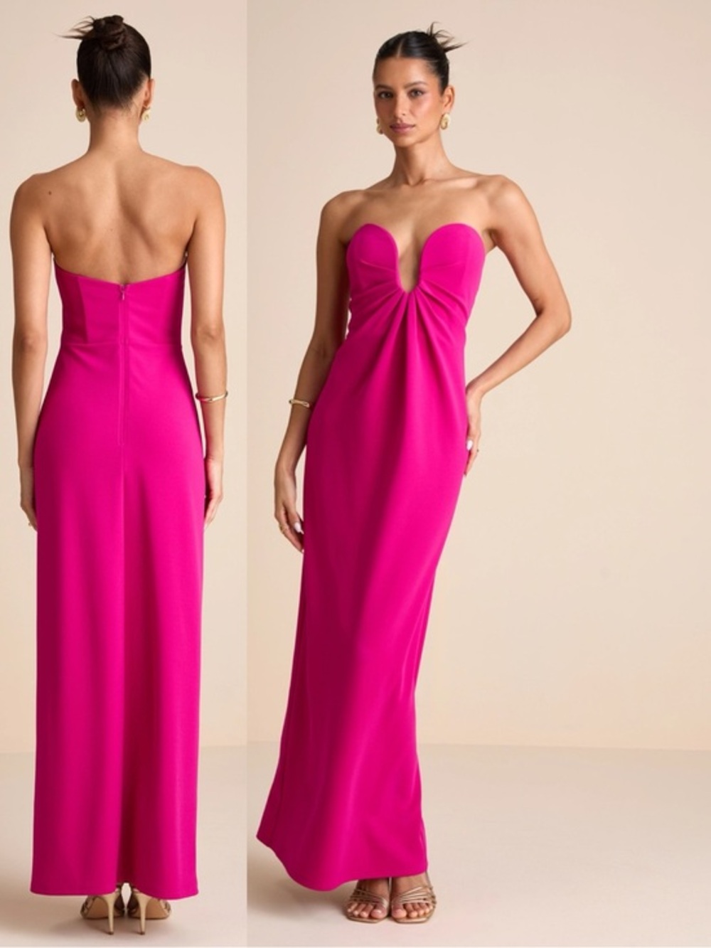 NWT Lulu’s Thula Magenta Cutout U-Bar Column Maxi Dress Large Romantic Feminine